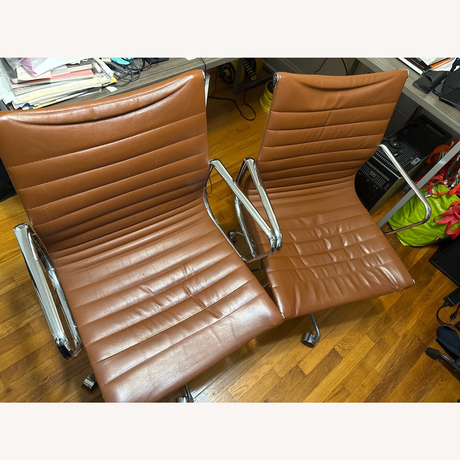 Overstock Light Brown Faux Leather Office Chairs - image-1