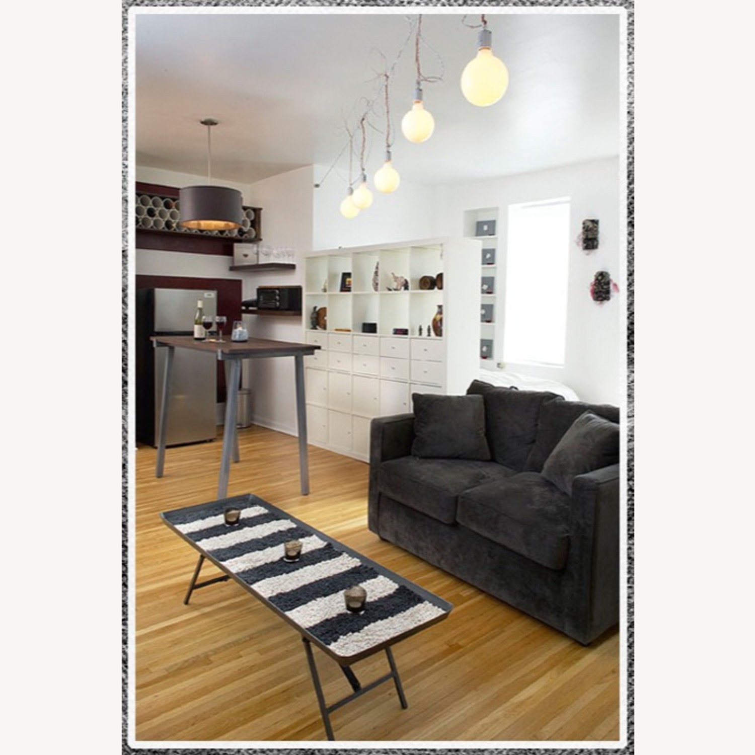 Industrial Steel Tray Coffee Table Black Legs - image-2