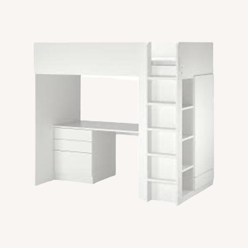 Used IKEA White Wood Loft Bed for sale on AptDeco
