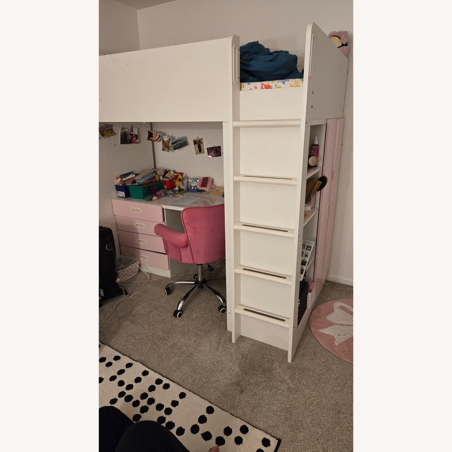 IKEA White Wood Loft Bed - image-1