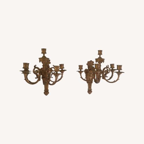 Used Antique Gold Brass Pair of Wall Sconces for sale on AptDeco