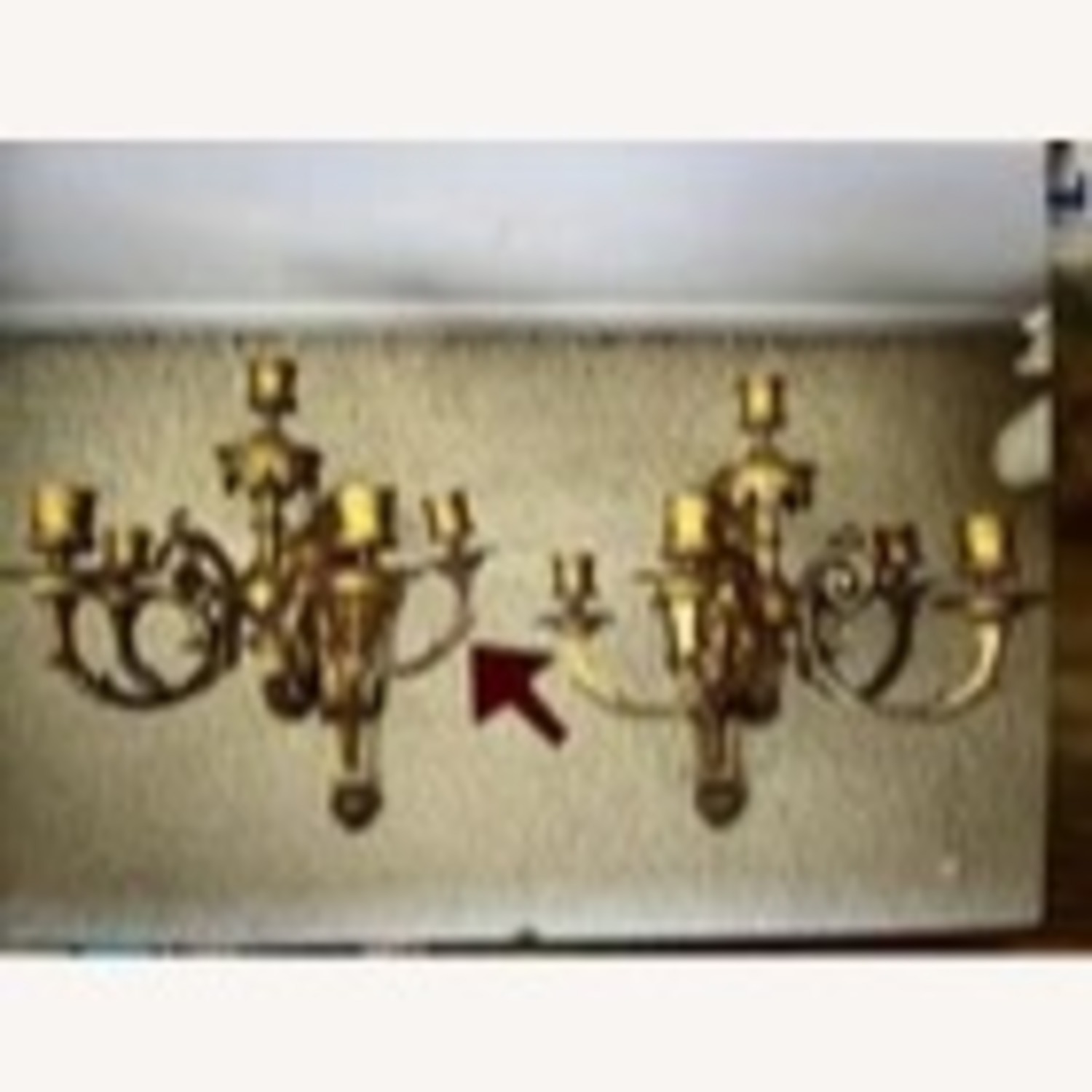 Antique Gold Brass Pair of Wall Sconces - image-3