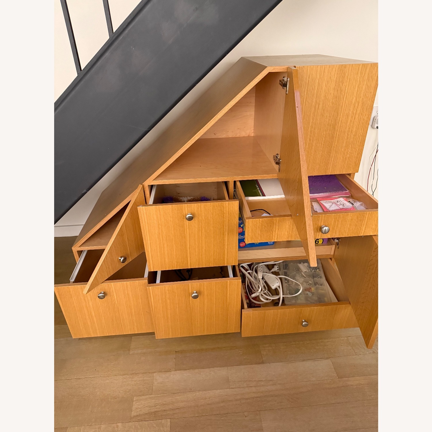 Natural Wood Slanted Sideboard - image-8