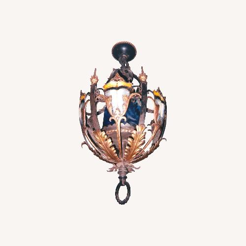 Used 1920s Gilded & Polychromed Iron Basket Chandelier for sale on AptDeco
