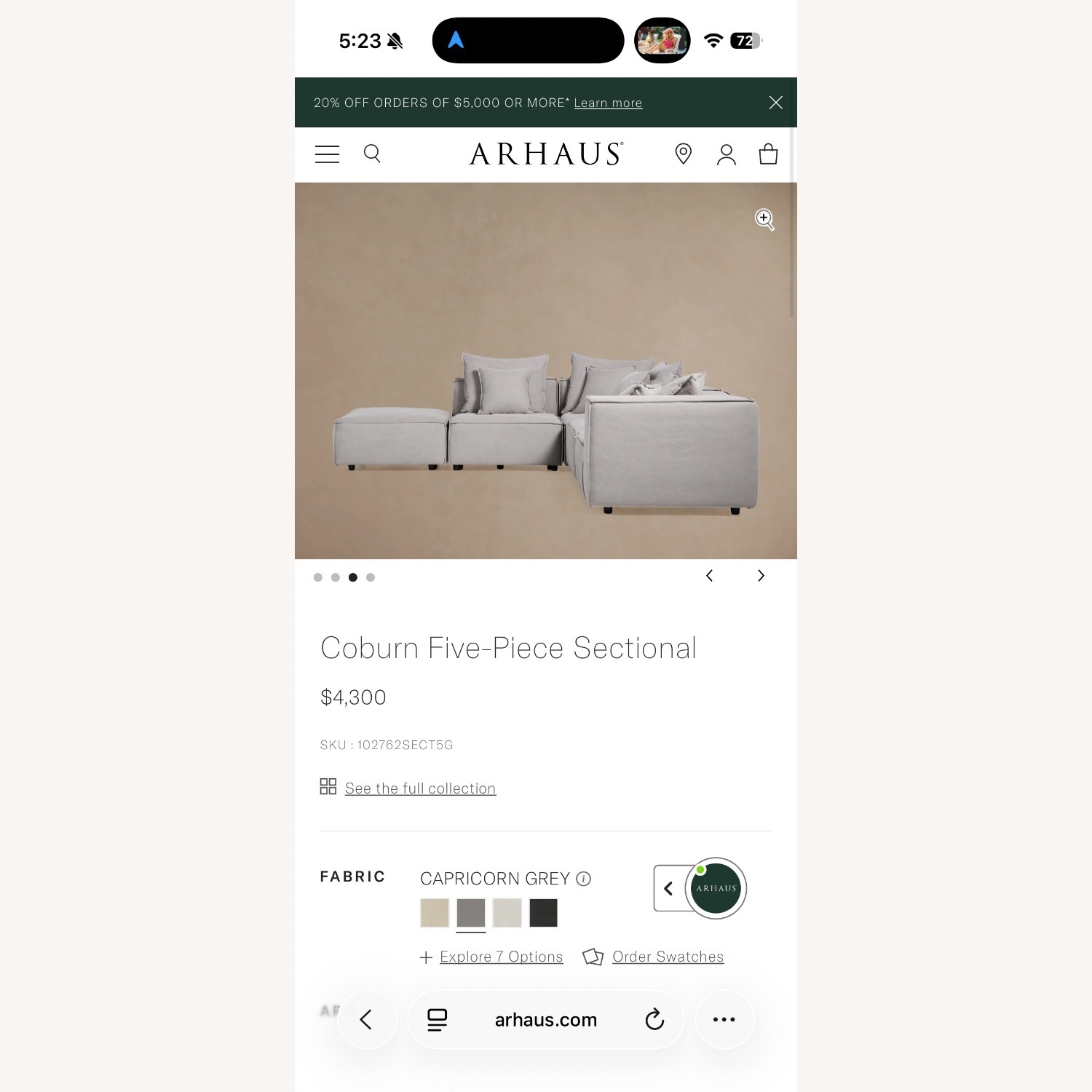 Arhaus Coburn 5-Piece Modular Section - image-6