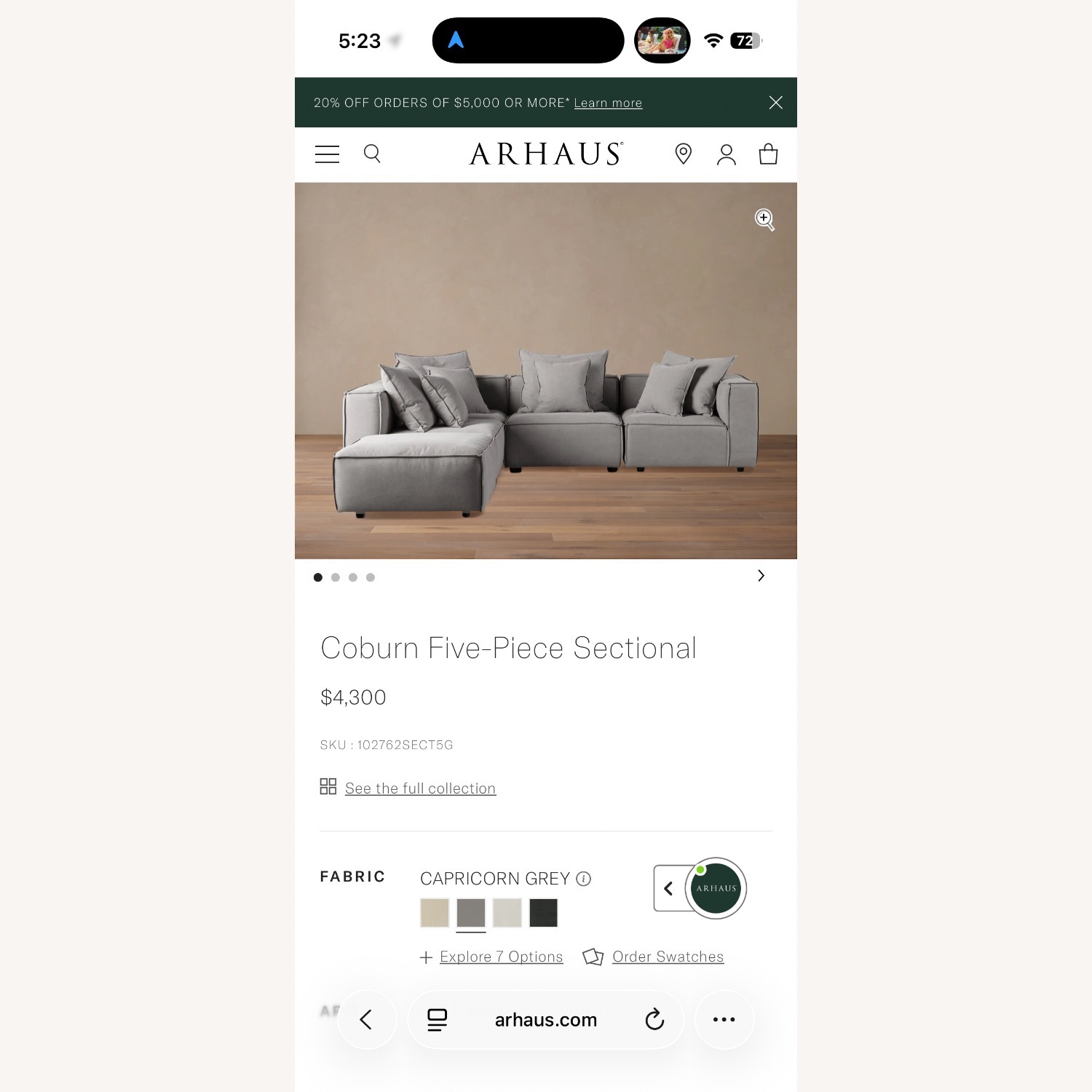 Arhaus Coburn 5-Piece Modular Section - image-8