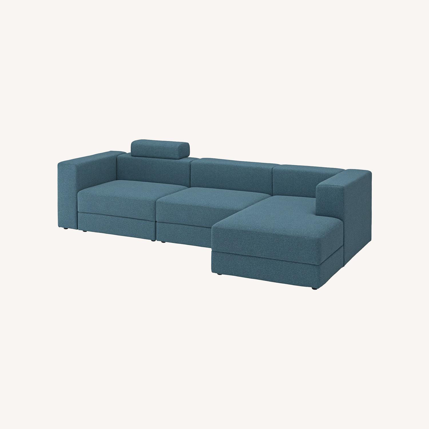 IKEA Blue Fabric 7 Piece Sectional - image-0
