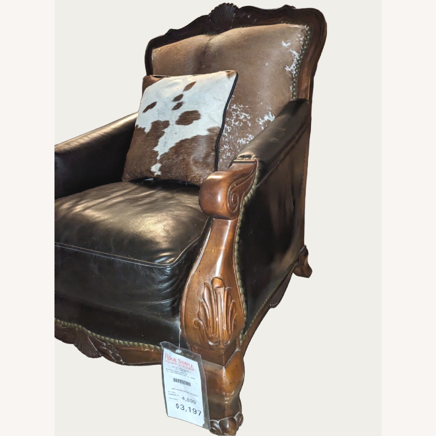 Dark Brown Leather Armchair - image-3