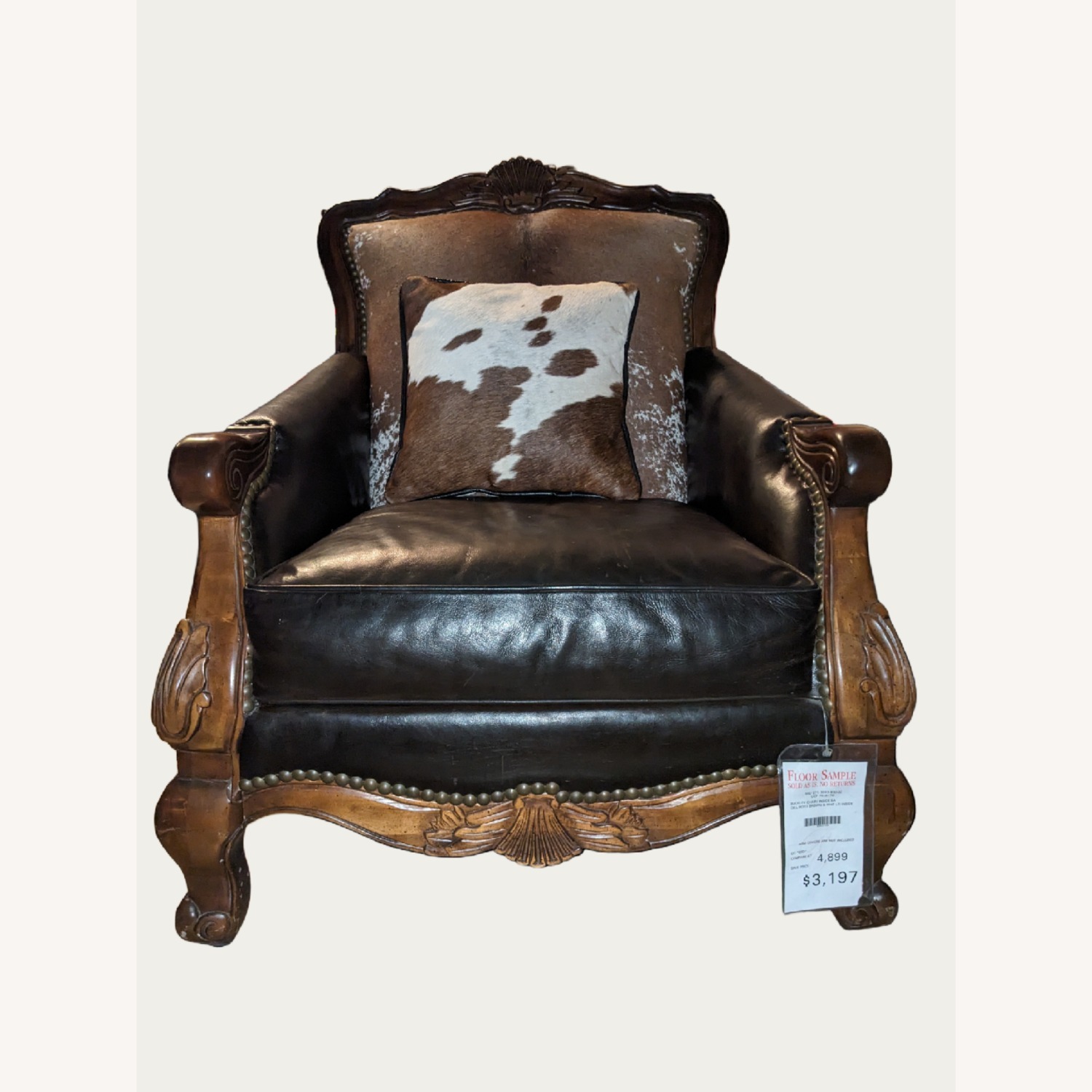 Dark Brown Leather Armchair - image-6