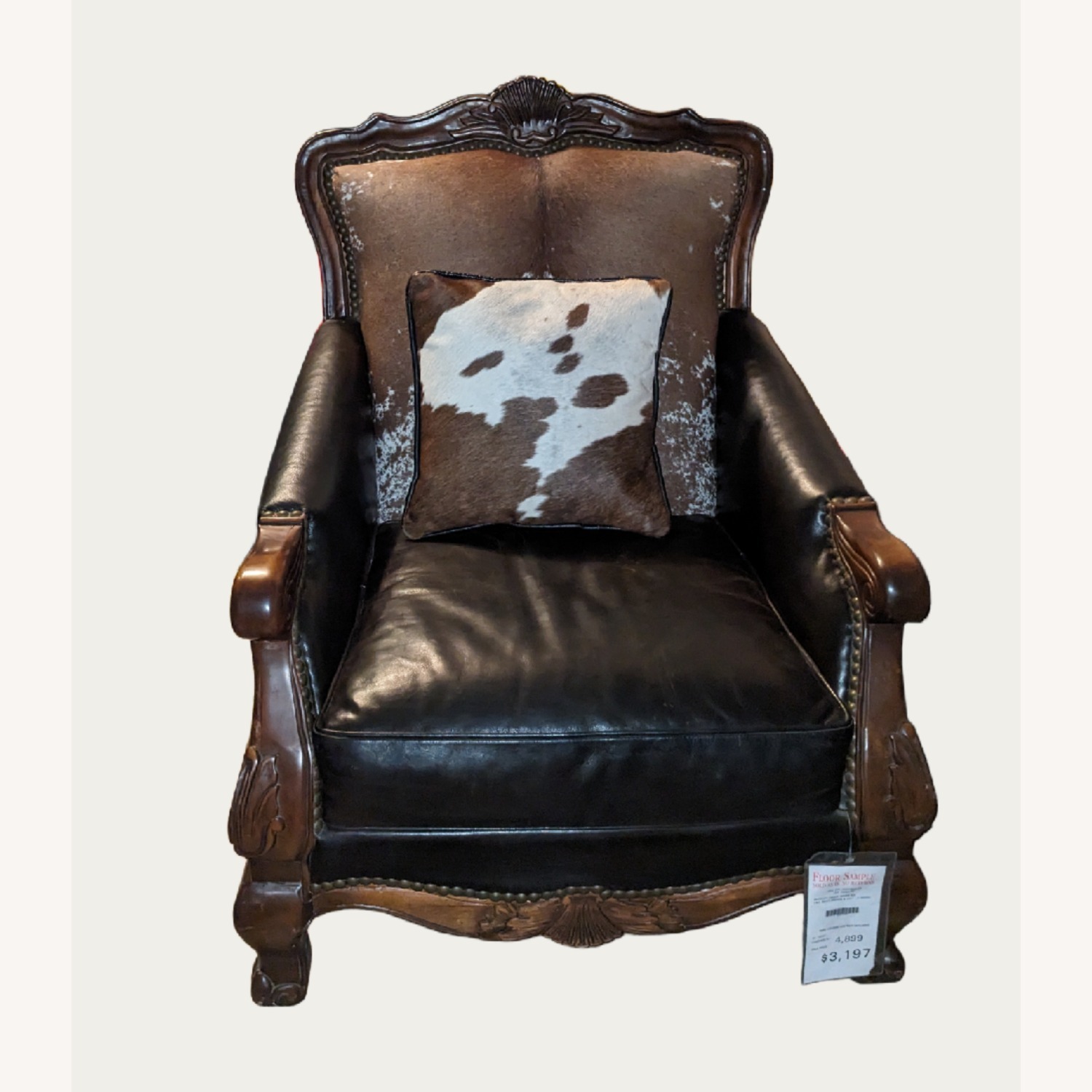 Dark Brown Leather Armchair - image-5