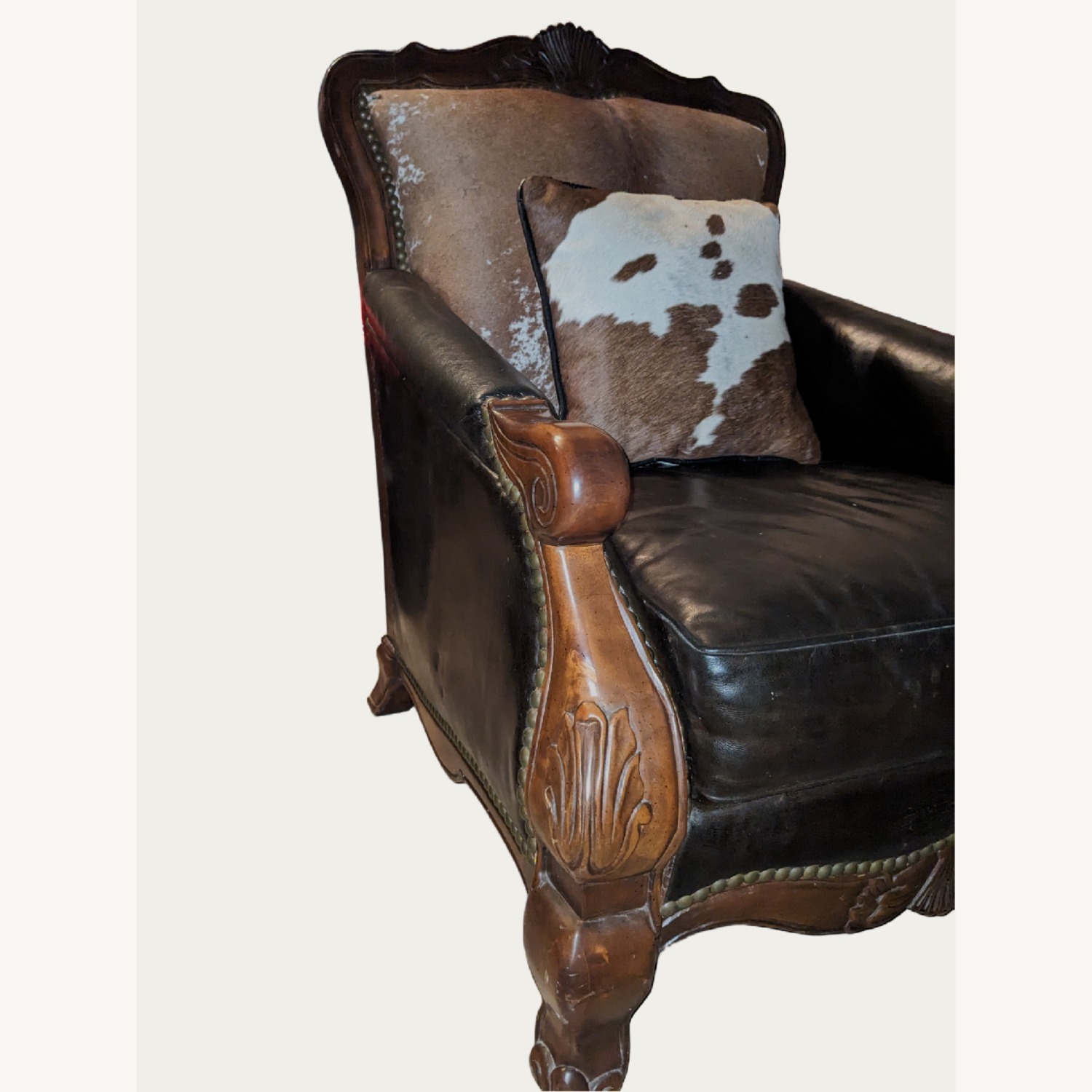 Dark Brown Leather Armchair - image-7