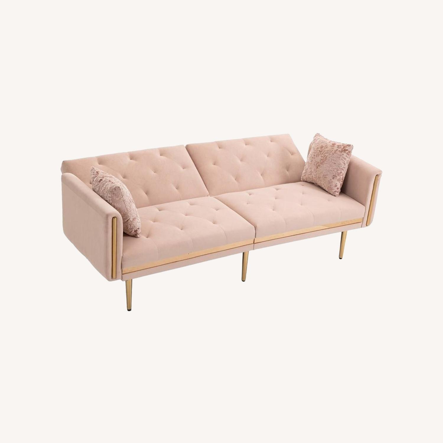 Pink Sofa With Pillows - image-0