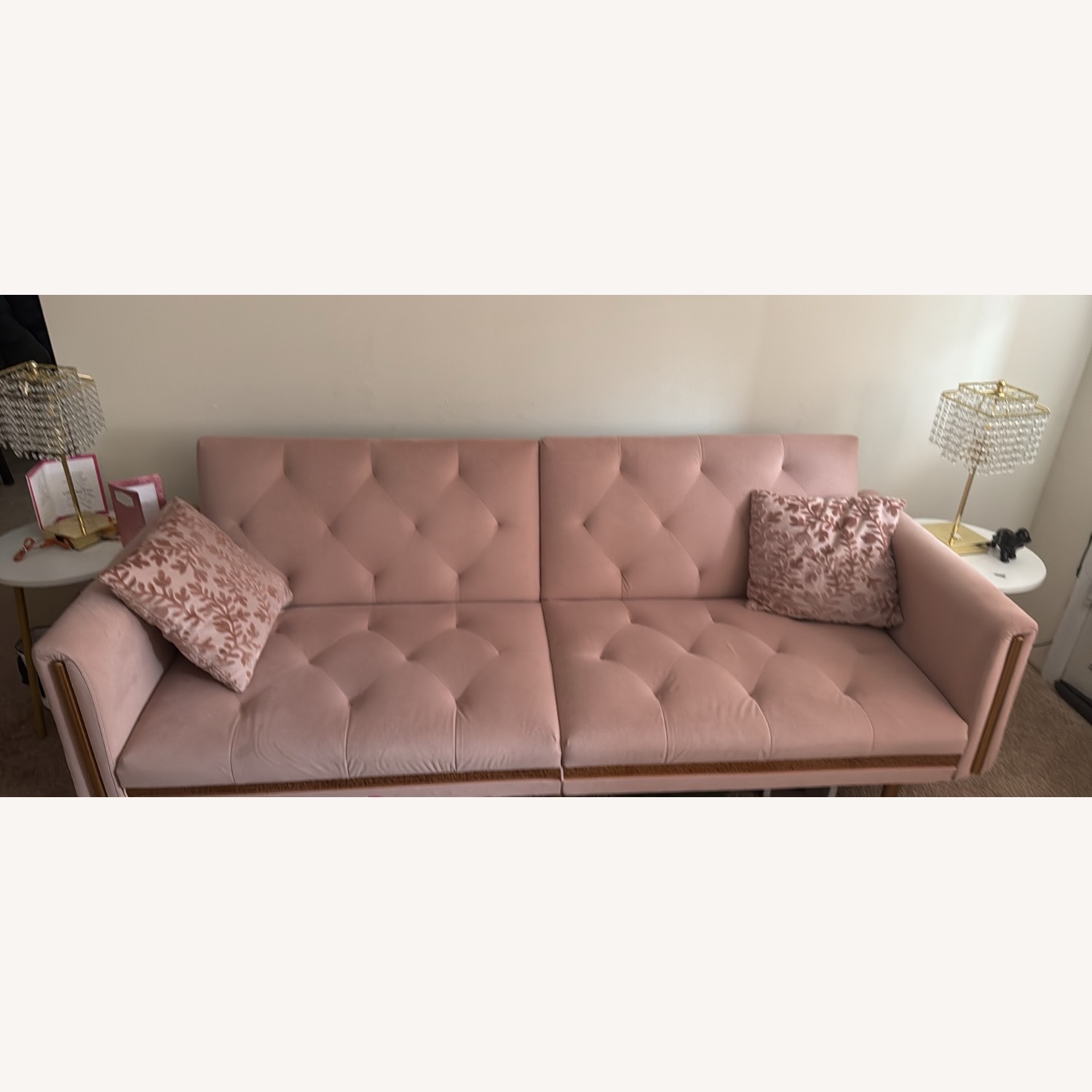 Pink Sofa With Pillows - image-1