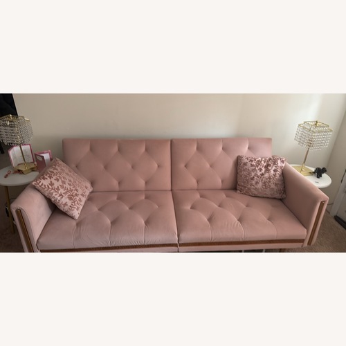 Used Pink Sofa With Pillows  for sale on AptDeco