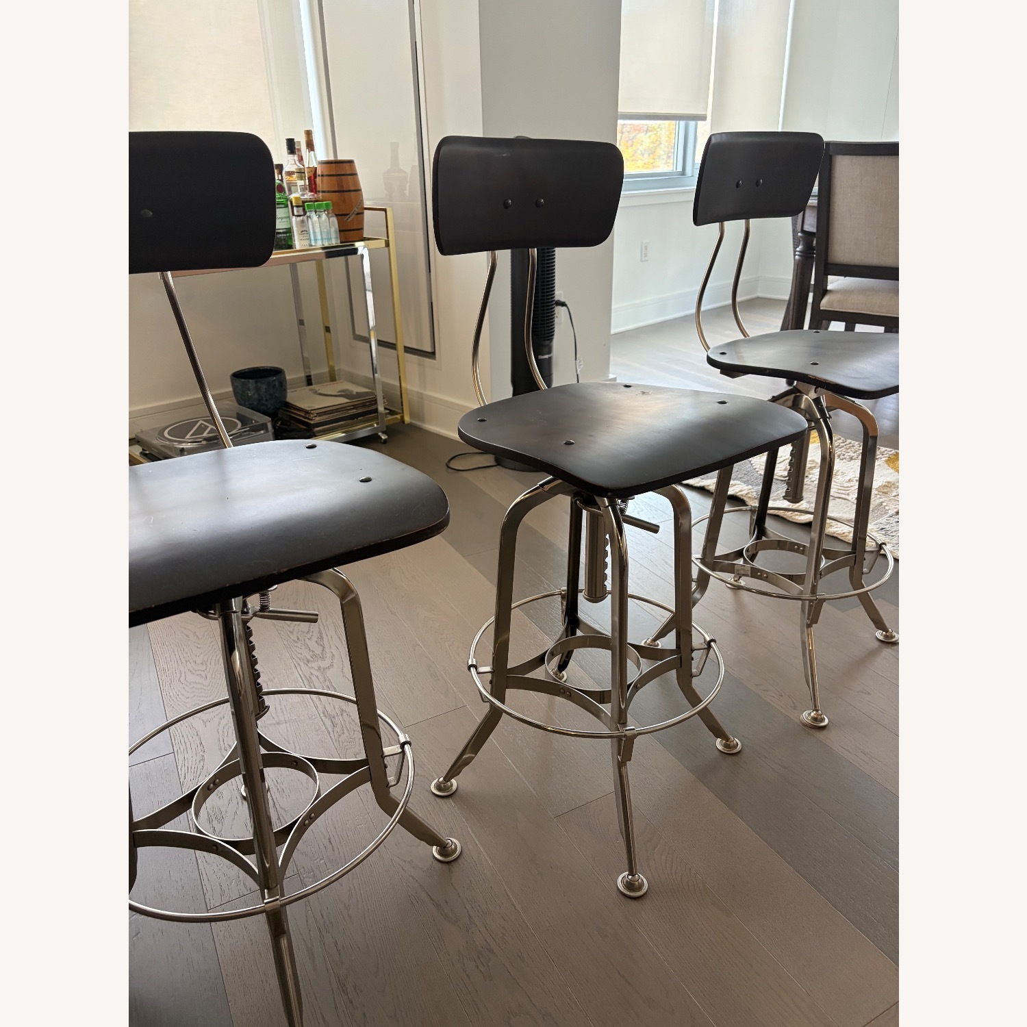 Restoration Hardware Toledo Dark Brown Wood Stools - image-1
