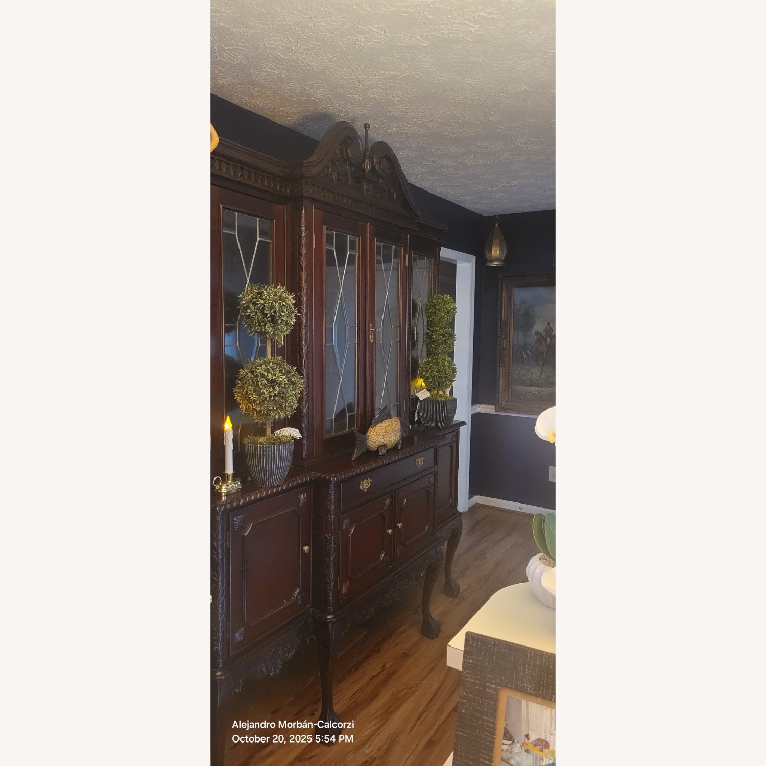 Vintage/Antique Dark Brown Wood Armoire - image-2