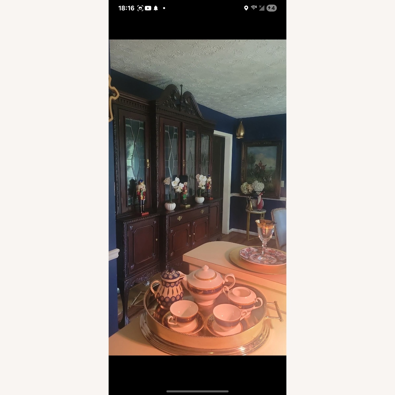 Vintage/Antique Dark Brown Wood Armoire - image-1