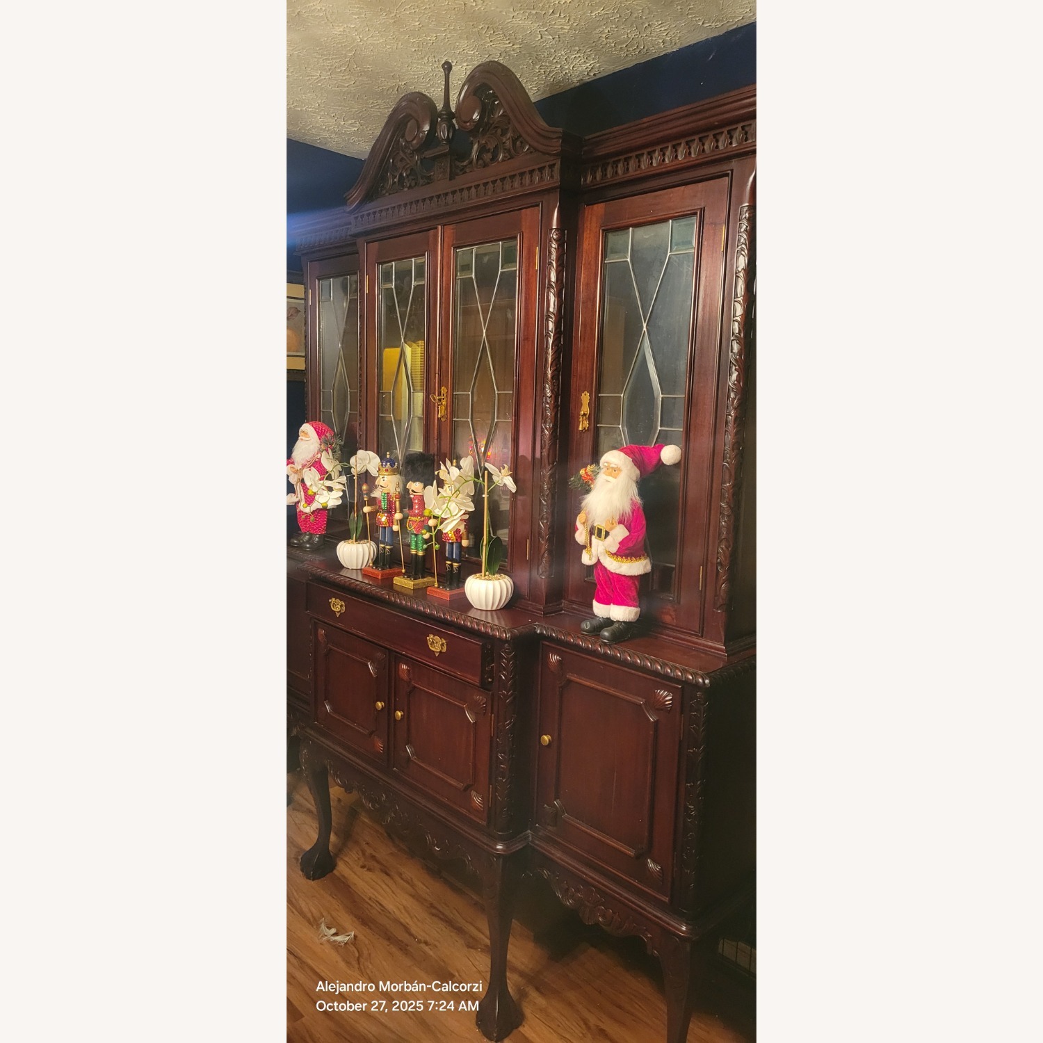 Vintage/Antique Dark Brown Wood Armoire - image-3