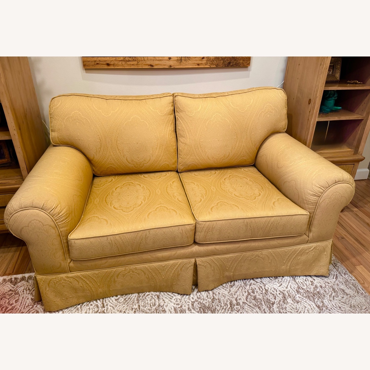 Gold Fabric Loveseat - image-4