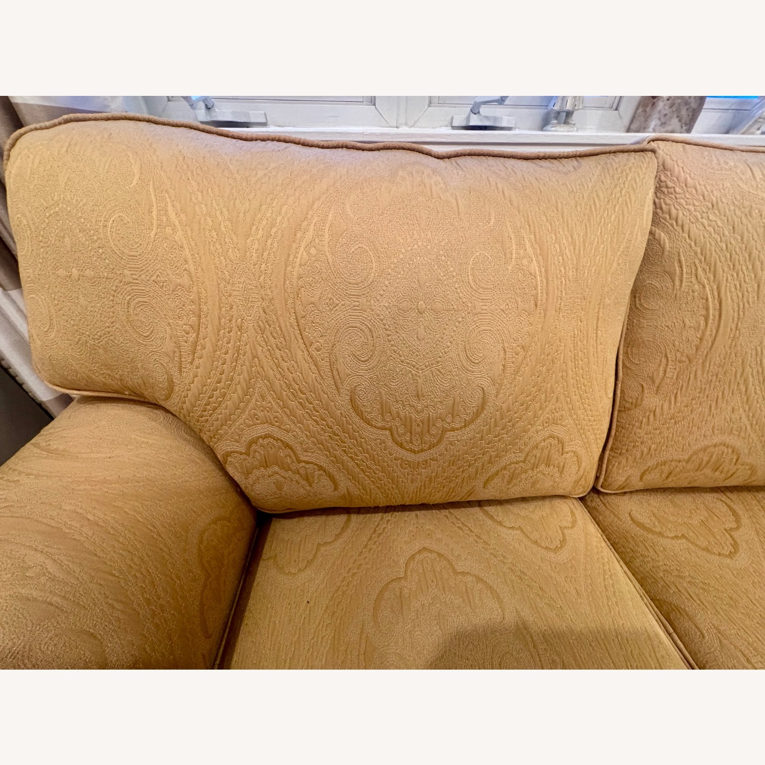Gold Fabric Loveseat - image-3