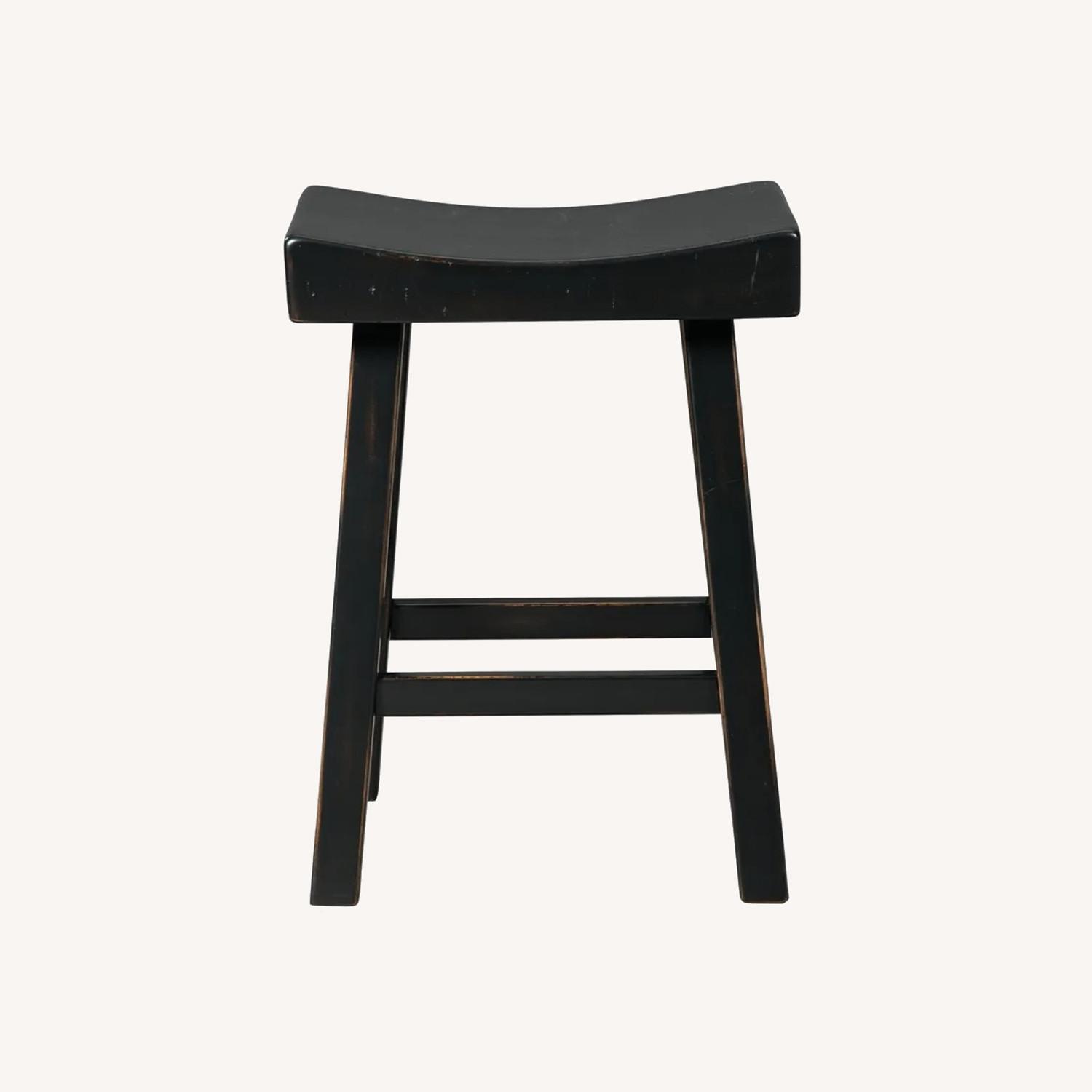 Five (5) Black & Dark Brown Bar Stools - image-0