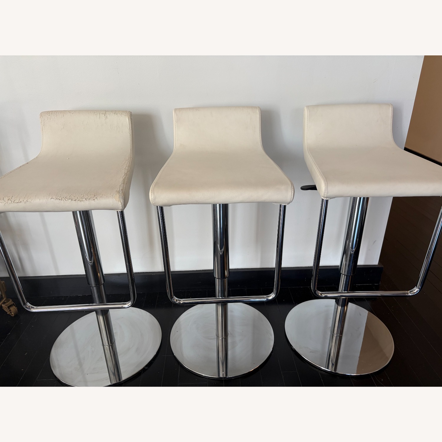 Adjustable Swivel Bar Stools Modern White - image-5