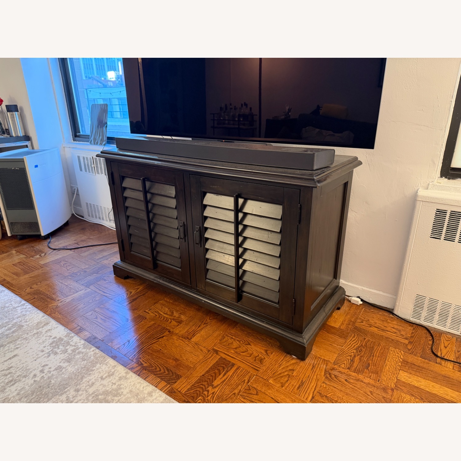 Dark Brown Wood Media Storage - image-3