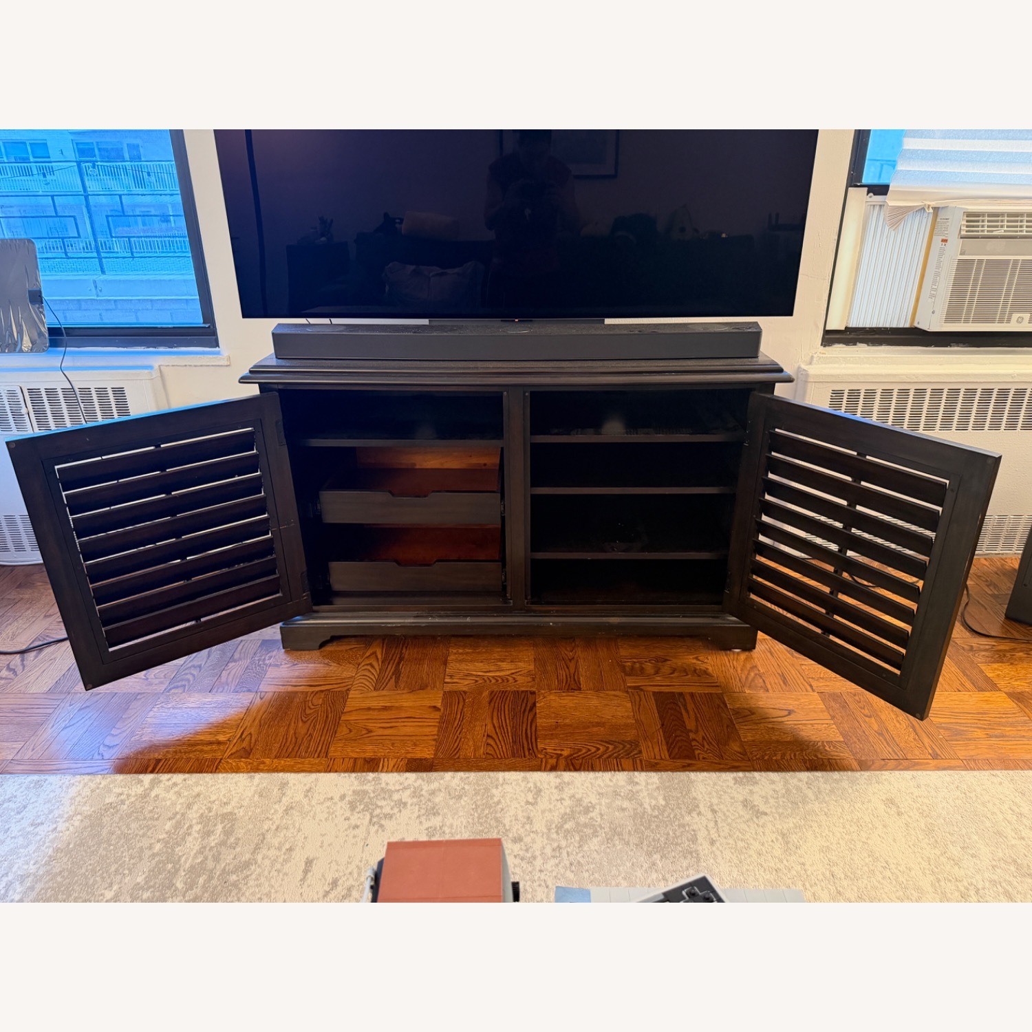 Dark Brown Wood Media Storage - image-5