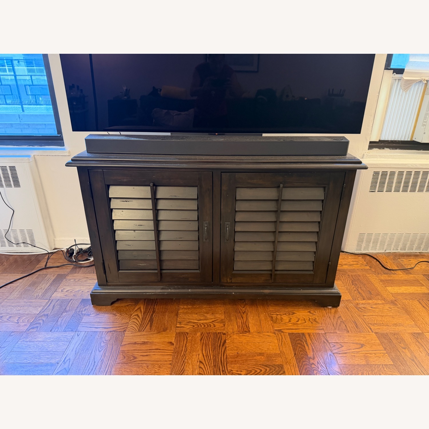 Dark Brown Wood Media Storage - image-1