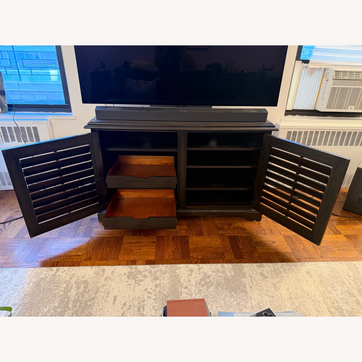 Dark Brown Wood Media Storage - image-4