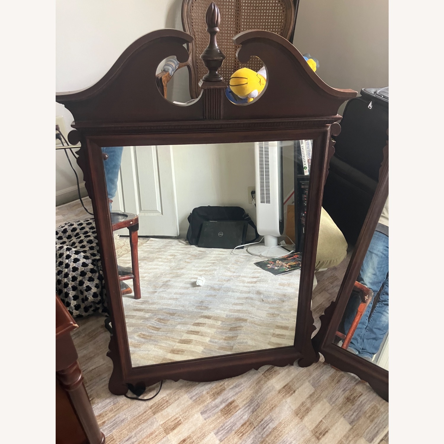 Vintage/Antique Finds Dark Brown Wood Wall Mirror - image-3