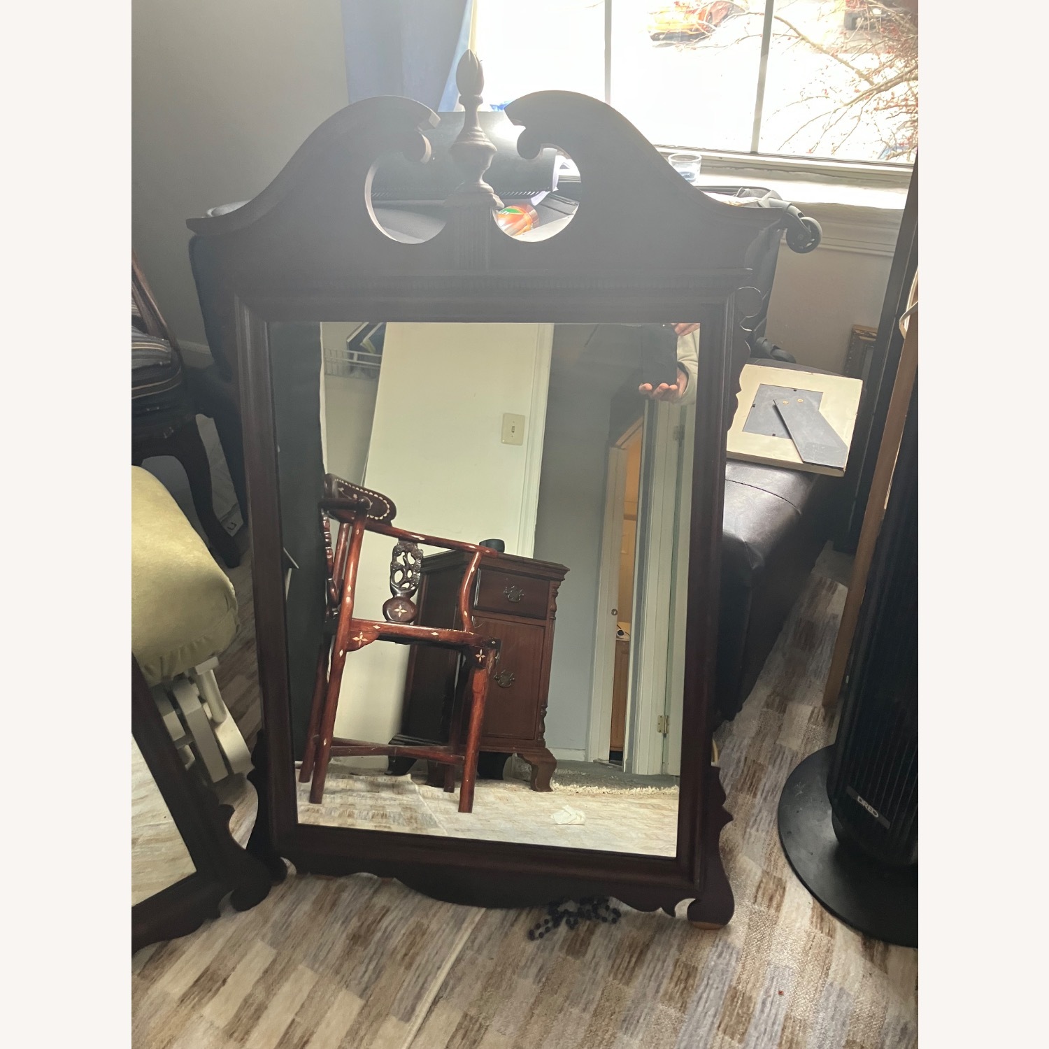 Vintage/Antique Finds Dark Brown Wood Wall Mirror - image-2