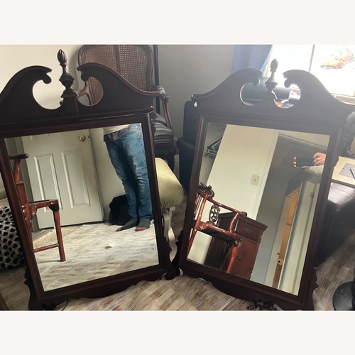 Used Vintage/Antique Finds Dark Brown Wood Wall Mirror for sale on AptDeco