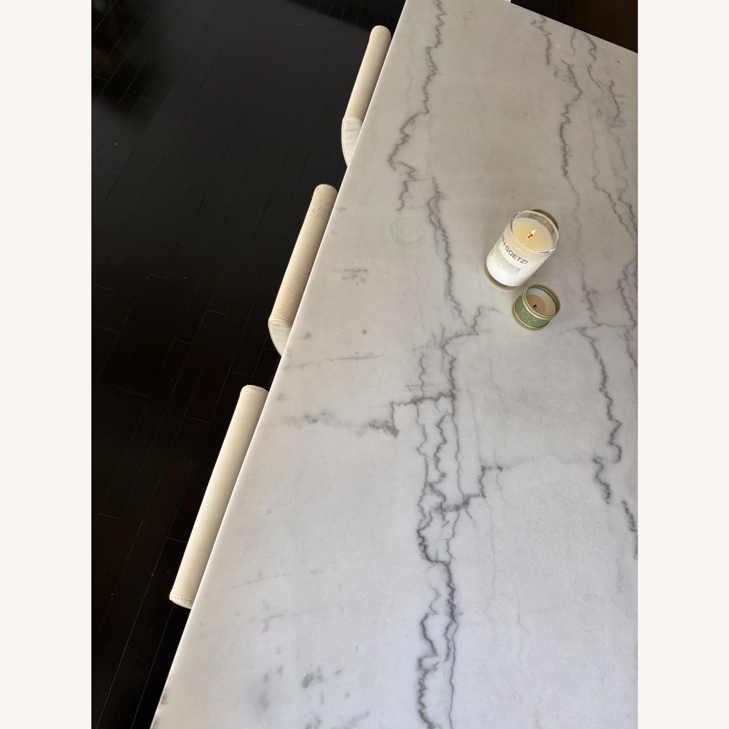 White Marble Kitchen Island - image-1