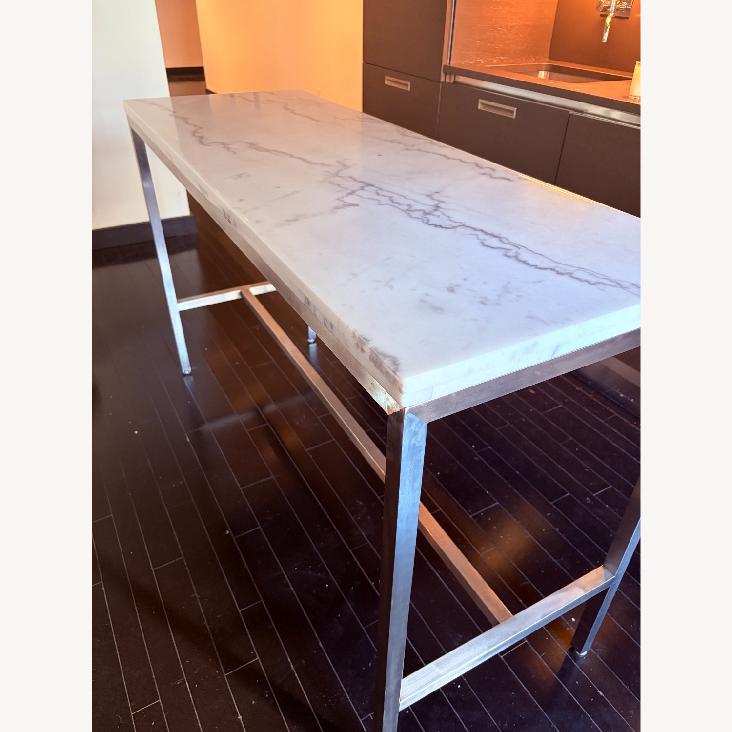 White Marble Kitchen Island - image-5