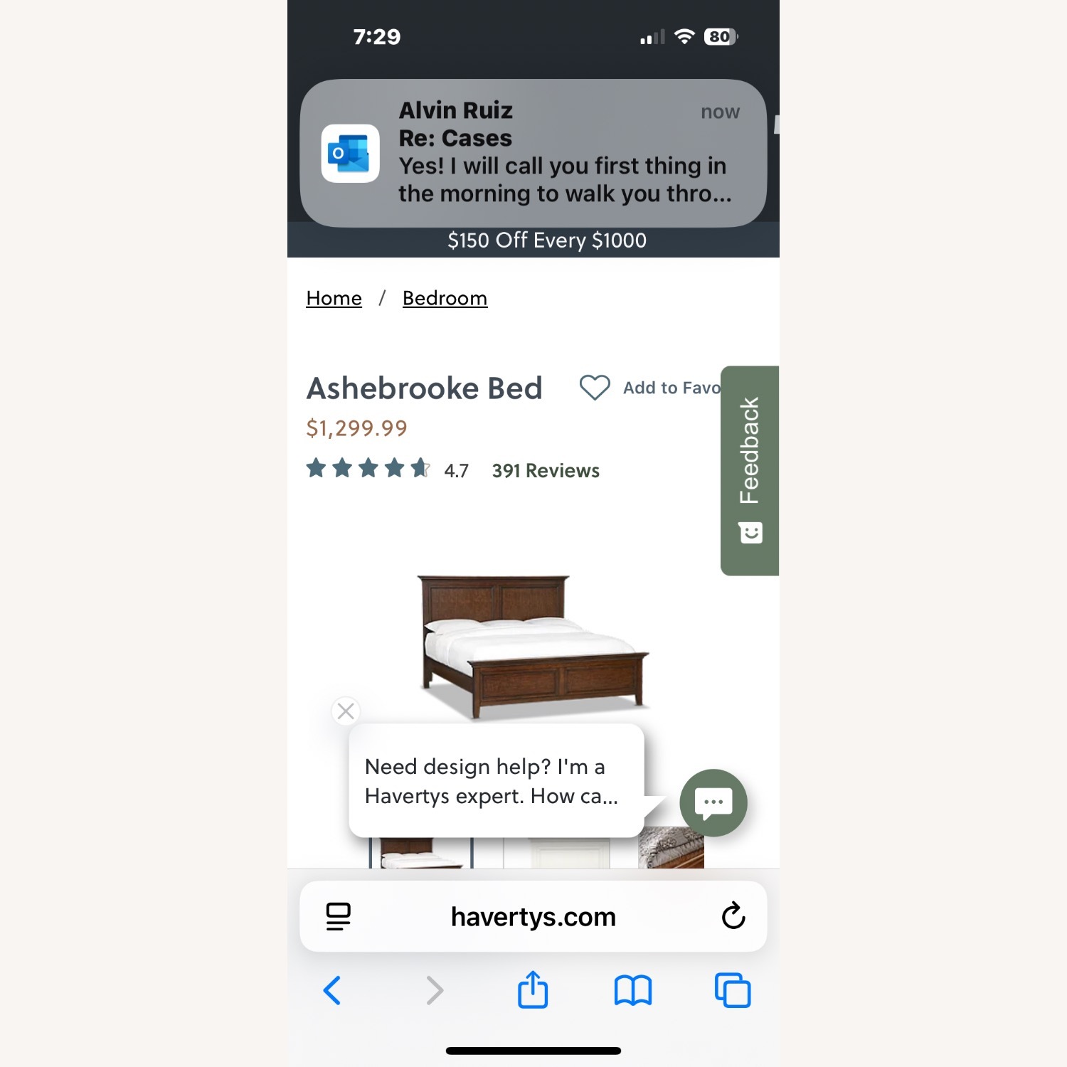 Havertys Ashebrooke Medium Brown King Bed - image-3