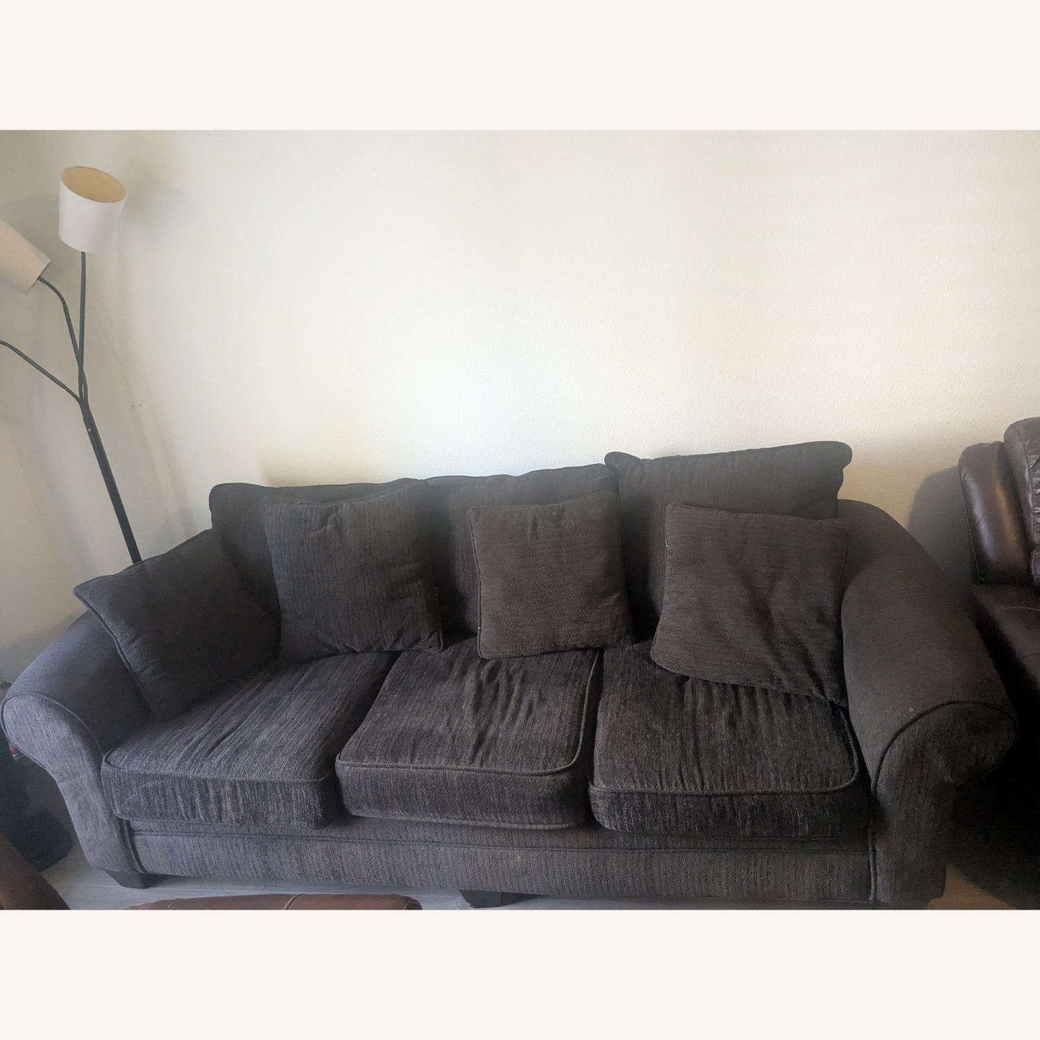 Sealey Dark Brown Fabric 3+ Seater Sofa - image-1