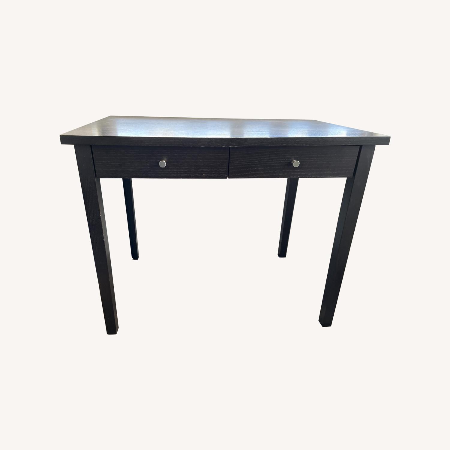 Black Wood Desk with 2 Drawers - image-0