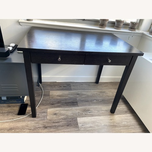 Used Black Wood Desk with 2 Drawers for sale on AptDeco