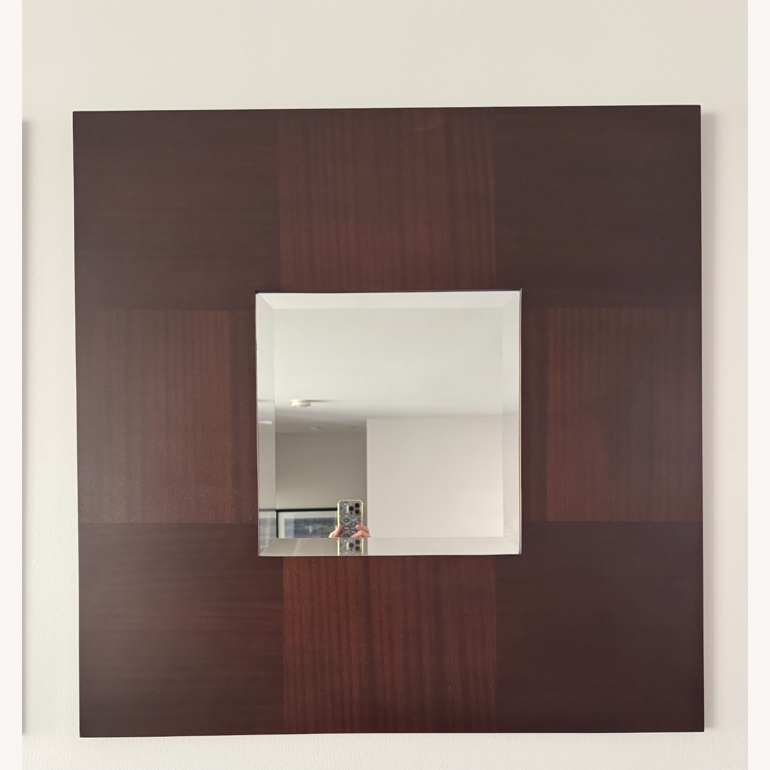 Crate & Barrel Dark Brown Wood Wall Mirror - image-1