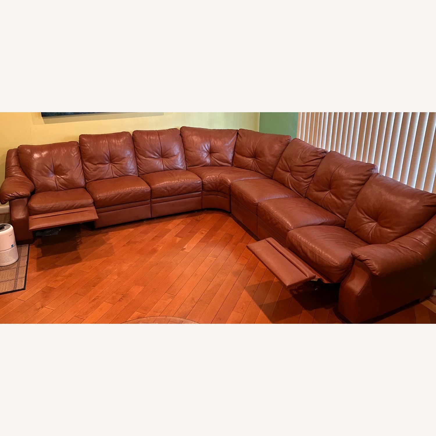 Natuzzi Brown Leather Sectional Sofa - image-1
