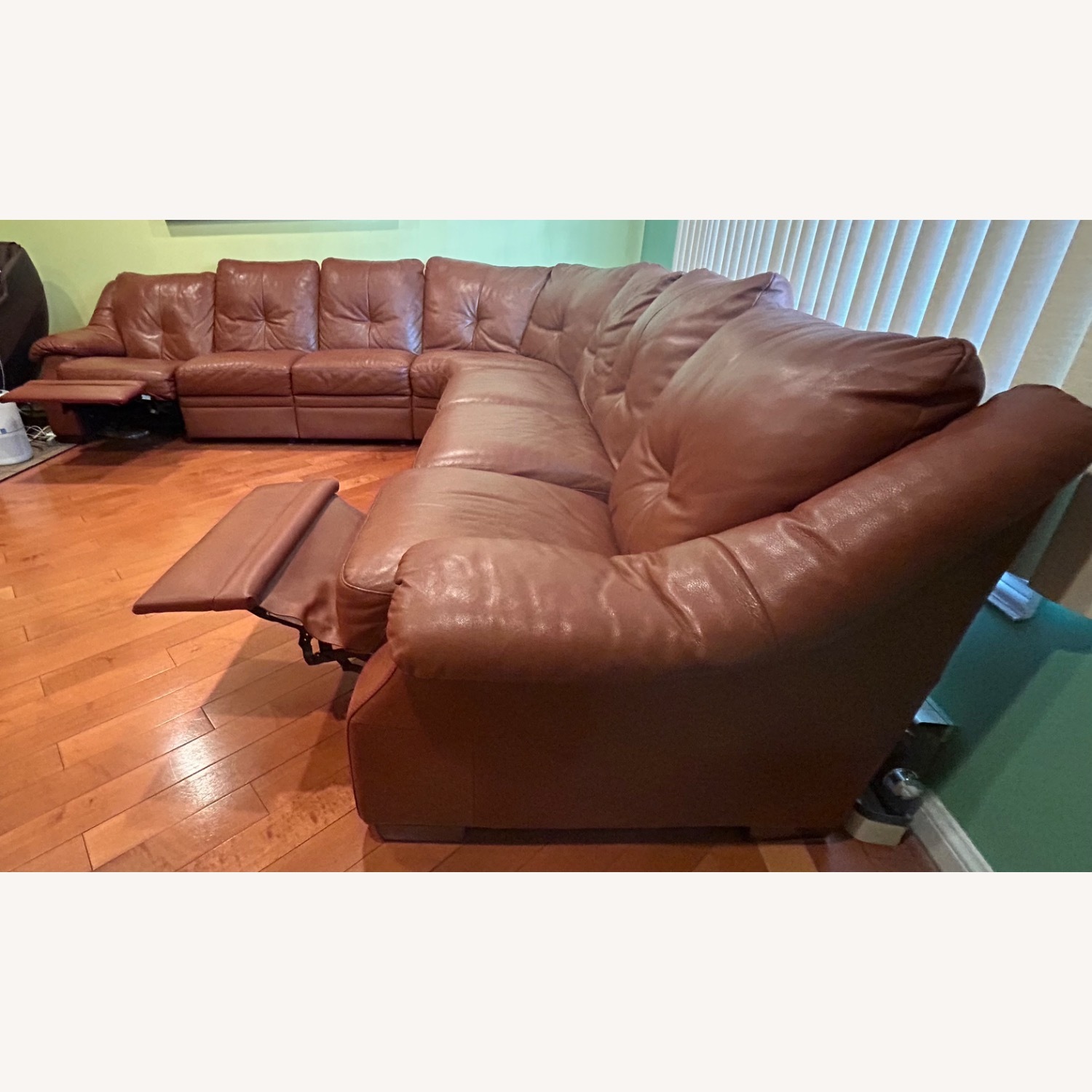 Natuzzi Brown Leather Sectional Sofa - image-3