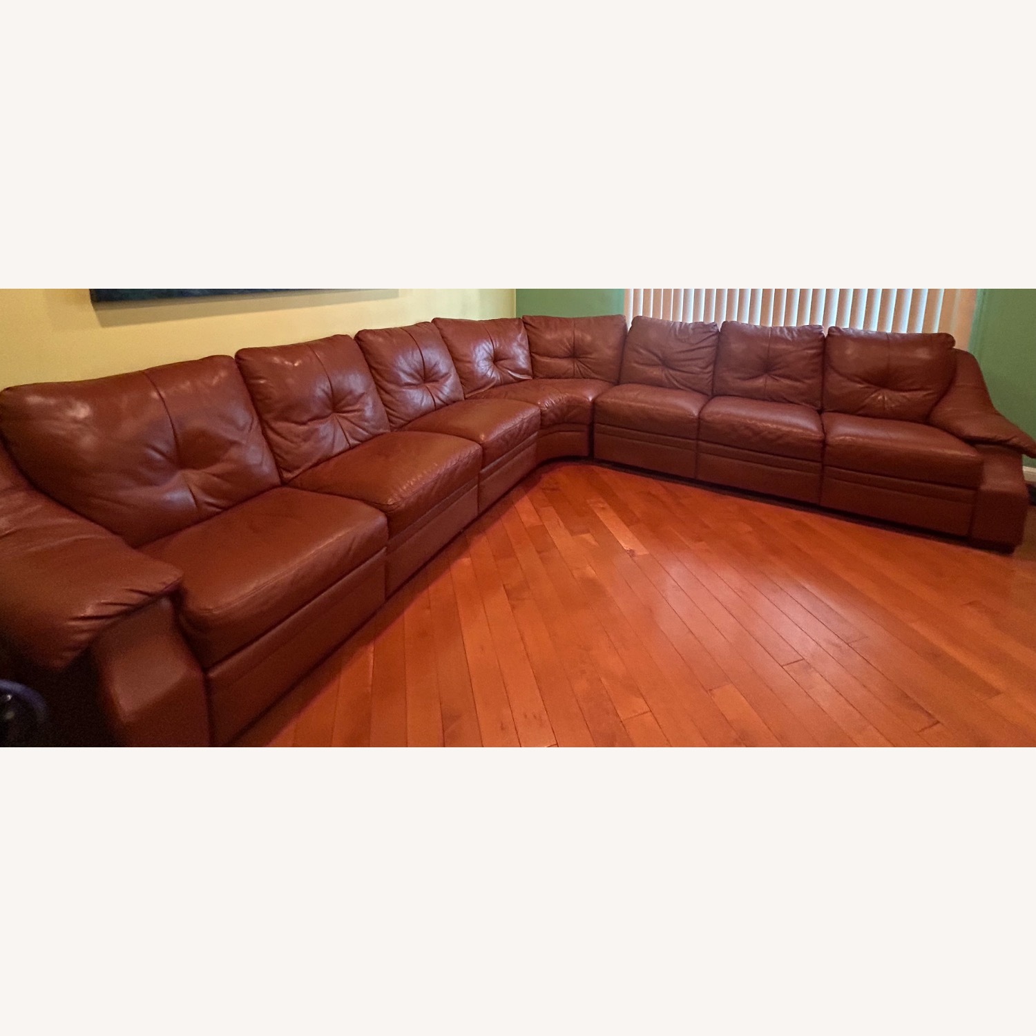 Natuzzi Brown Leather Sectional Sofa - image-7