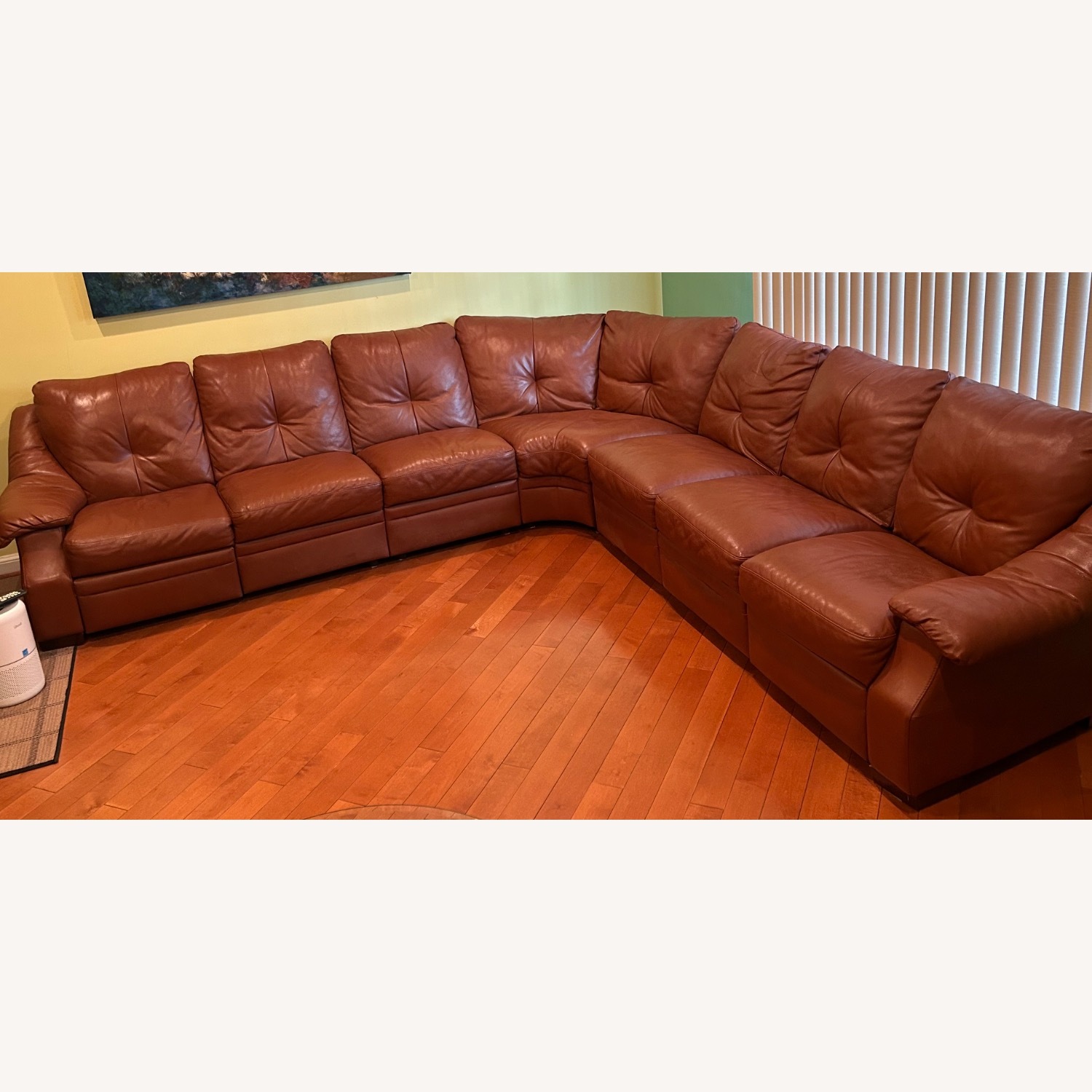 Natuzzi Brown Leather Sectional Sofa - image-6