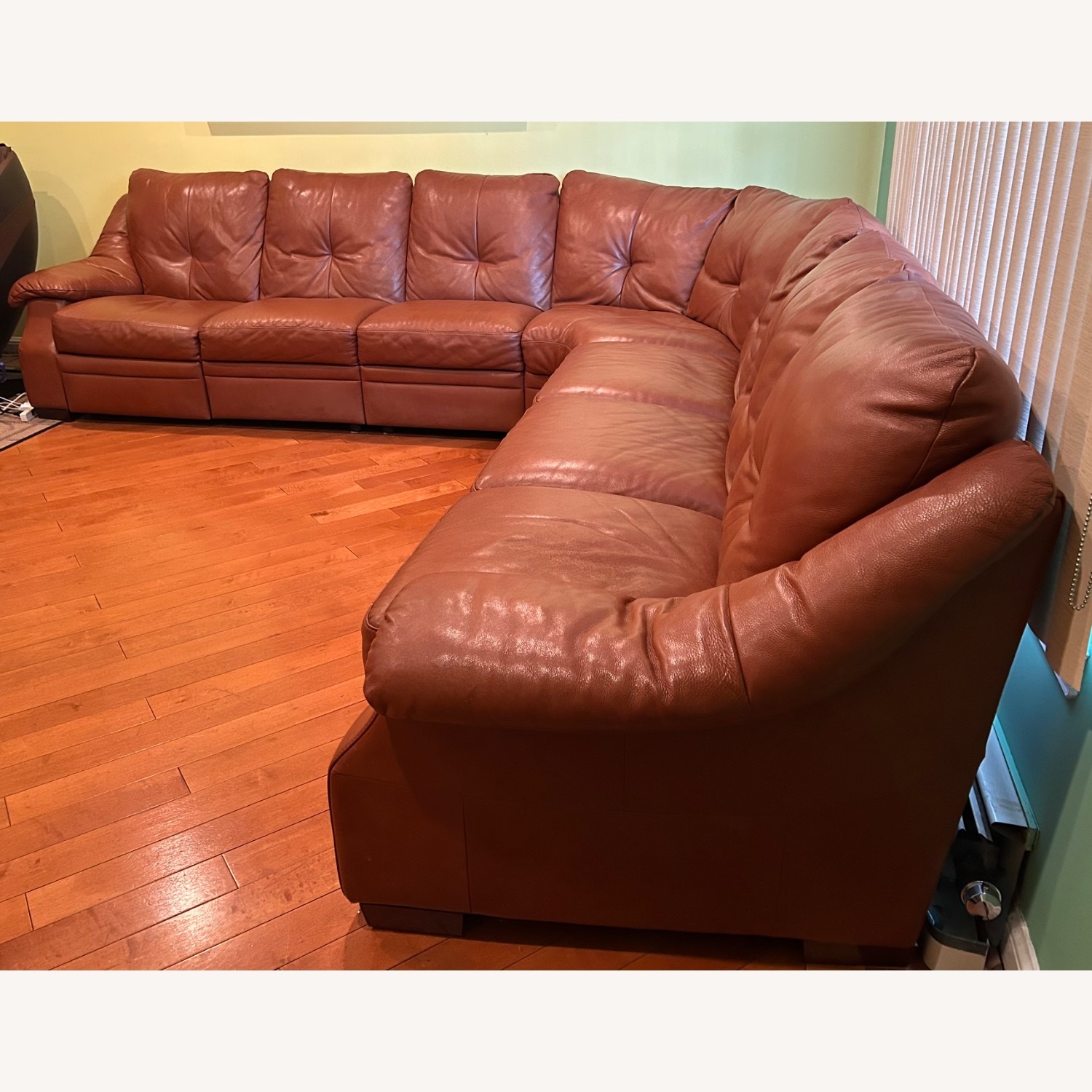 Natuzzi Brown Leather Sectional Sofa - image-2