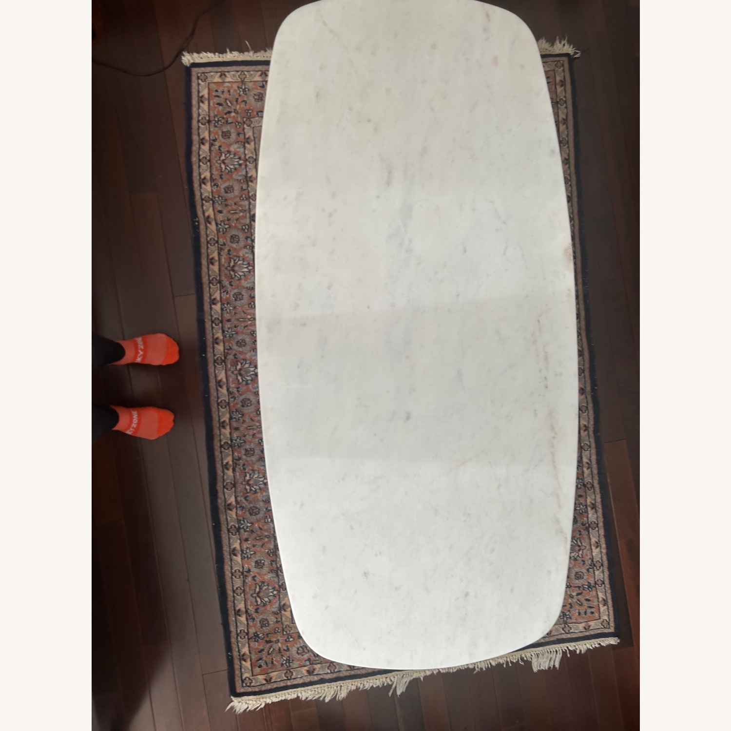 Crate & Barrel White Marble Coffee Table - image-2