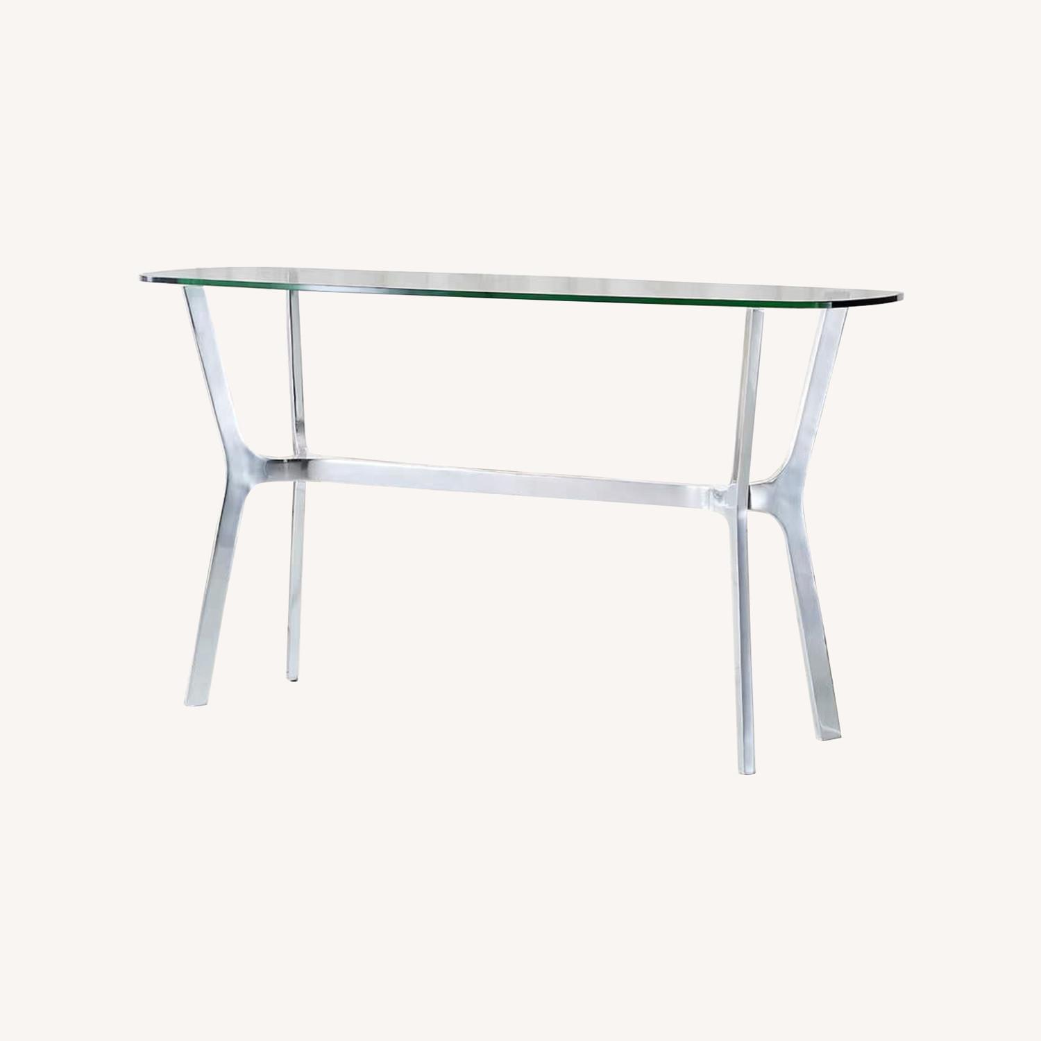 Crate & Barrel White Marble Console Table - image-0