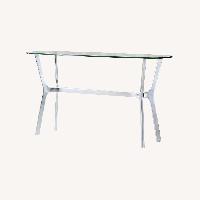 Crate & Barrel White Marble Console Table