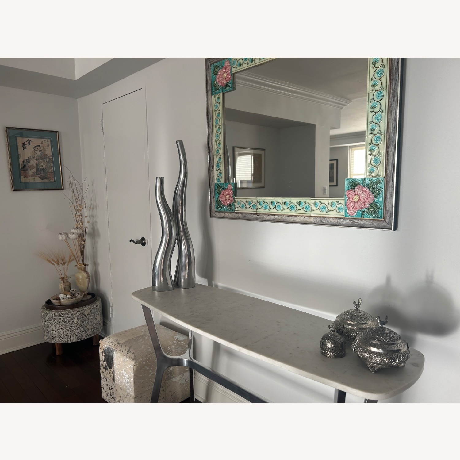 Crate & Barrel White Marble Console Table - image-3