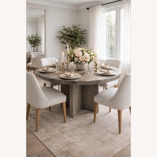 Used Restoration Hardware Drifted Reclaimed Oak Round Dining Table – 60” for sale on AptDeco